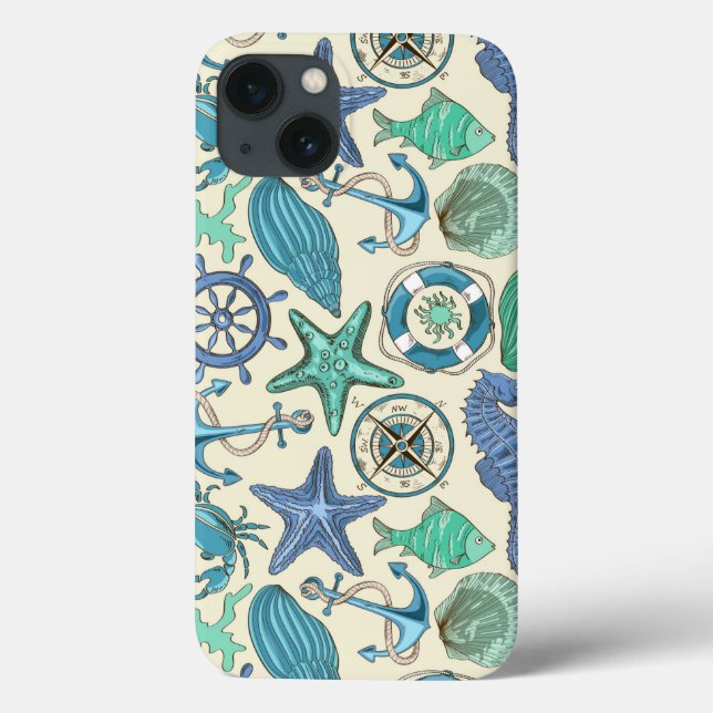 Teal Sea Animals Pattern Case-Mate iPhone Case (Back)