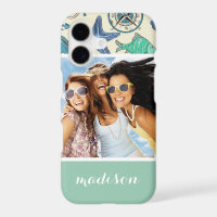Teal Sea Animals Pattern | Your Photo & Name