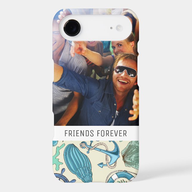 Teal Sea Animals Pattern | Your Photo & Text Case-Mate iPhone Case (Back)