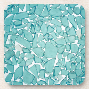 Teal Sea Glass Nautical Print Coaster