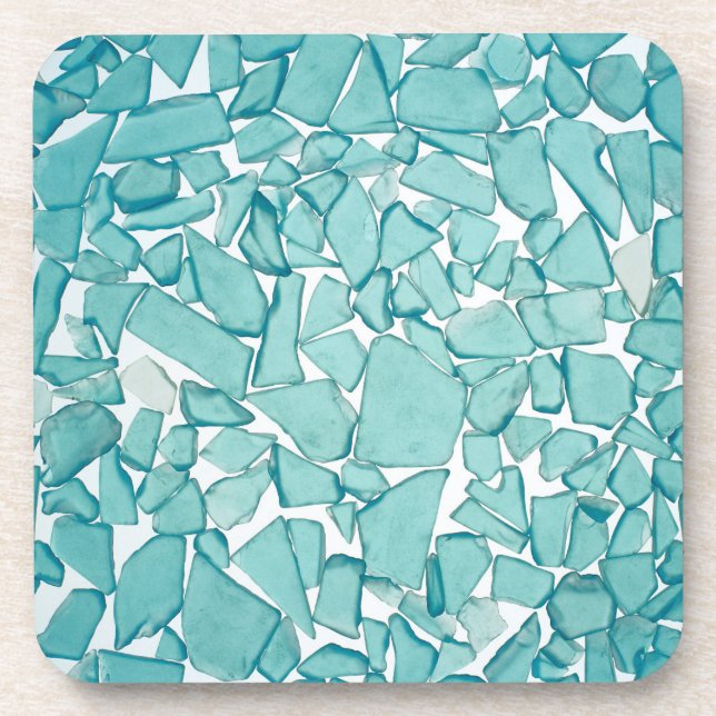 Teal Sea Glass Nautical Print Coaster (Front)