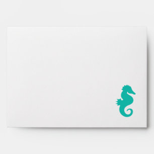 Teal Seahorse Beach Themed Baby Shower Envelope