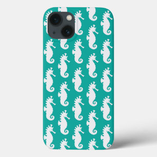 Teal Seahorse Pattern 1 iPhone 13 Case