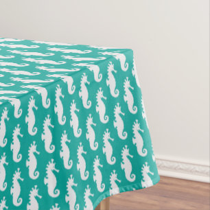 Teal Seahorse Pattern 1 Tablecloth