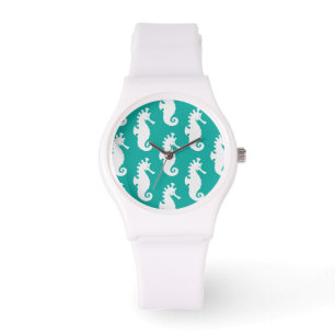 Teal Seahorse Pattern 1 Watch