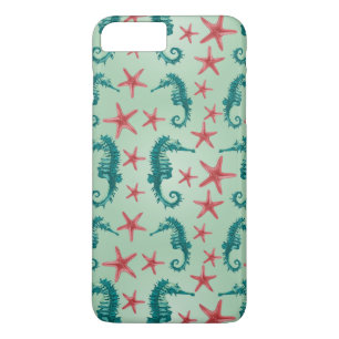 Teal Seahorse Pattern 2 iPhone 8 Plus/7 Plus Case