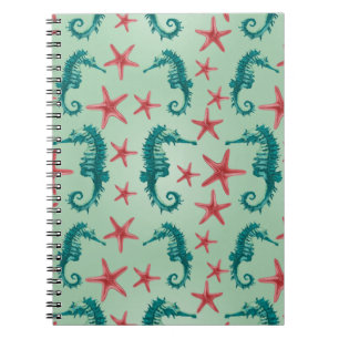 Teal Seahorse Pattern 2 Notebook