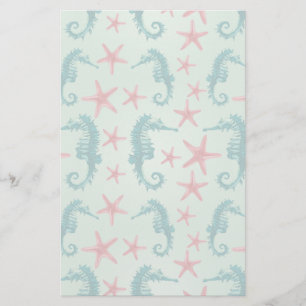 Teal Seahorse Pattern 2 Stationery
