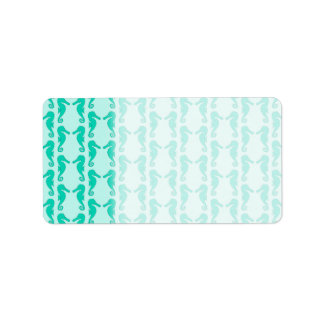 Teal Seahorse Pattern Label