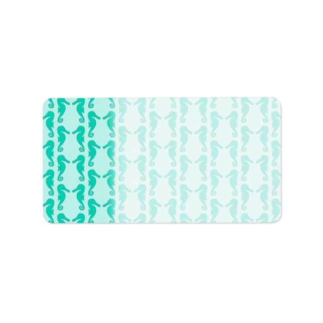 Teal Seahorse Pattern Label (Front)