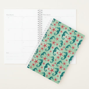 Teal Seahorse Pattern Planner