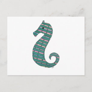 Teal Seahorse Postcard