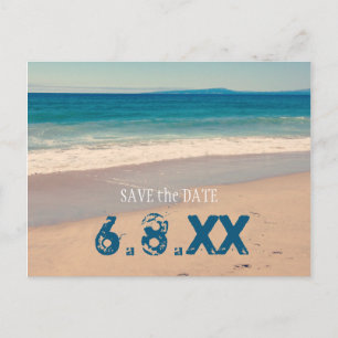 Teal Seaside Beach Save the Date Postcard