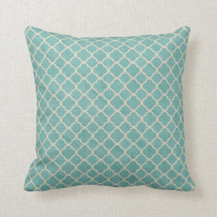Teal Shabby Quatrefoil Cushion