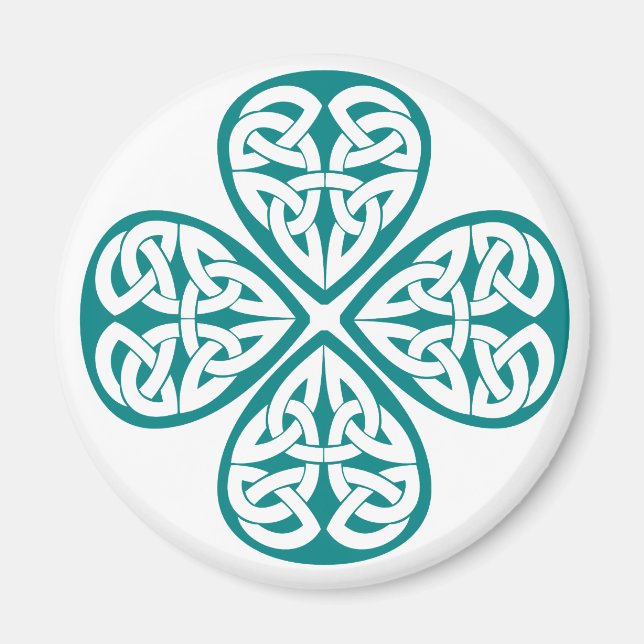 Teal Shamrock Celtic Knot Magnet (Front)