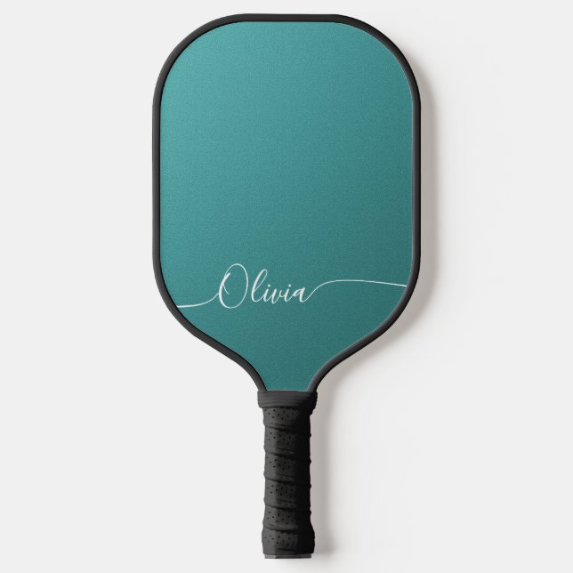 Teal Shimmer Custom Name Pickleball Gift for Her Paddle (Front)
