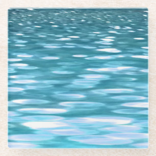 Teal shimmer glass coaster