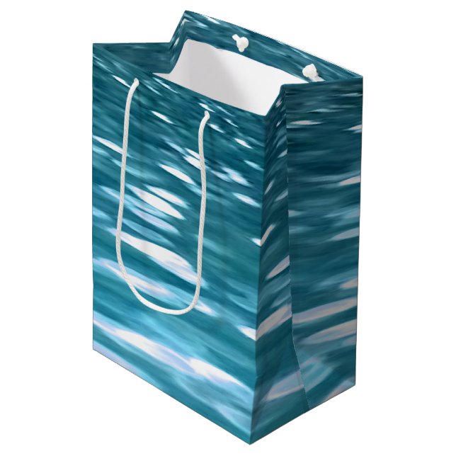 Teal shimmer medium gift bag (Front Angled)