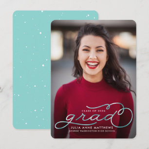 Teal Shine Photo Graduation Announcement