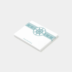 Teal Ships Wheel Personalised Notes