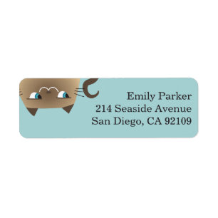 Teal Siamese Cat Return Address