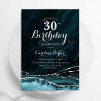 Teal Silver Agate 30th Birthday