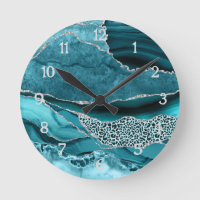 Teal Silver Agate Glitter Safari LEopard Print