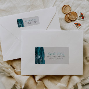 Teal Silver Agate Grey Wedding Return Address