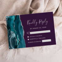 Teal Silver Agate Purple Wedding