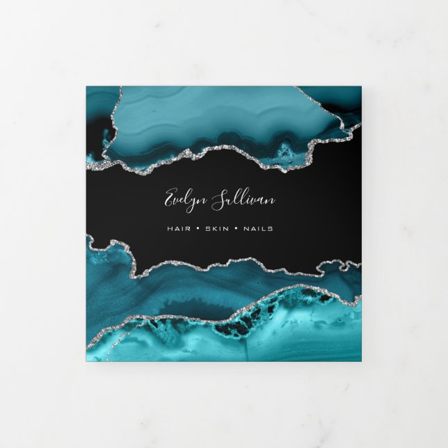 teal silver Agate Trifold Brochure (Cover)