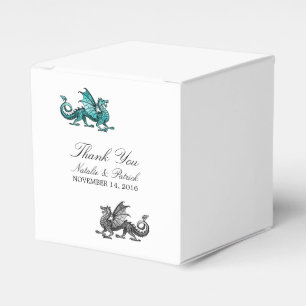 Teal Silver Dragon Wedding Favour Boxes