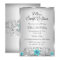 Teal Silver Floral Swirl Sweet 16 Invitation