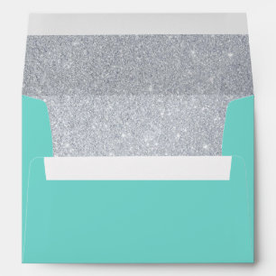 Teal & Silver Glitter Envelope