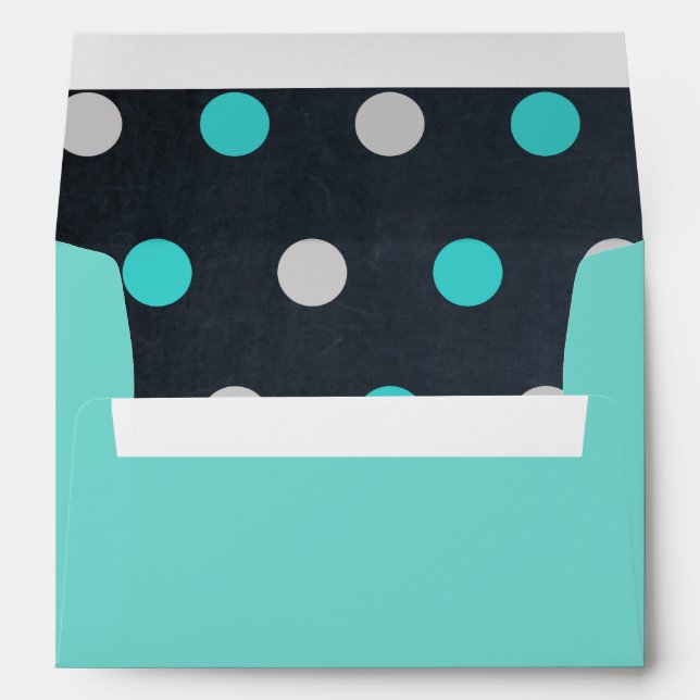 Teal & Silver Polka Dots Teal Envelope (Back (Bottom))