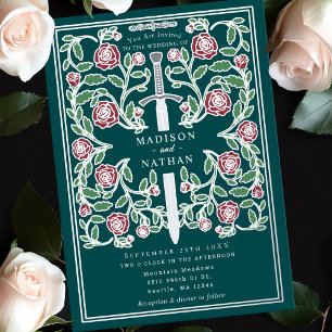 Teal Silver Royal Sword Mediaeval Fantasy Wedding