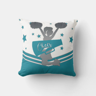 Teal & Silver Stars Cheer Cheer-leading Girls Cushion