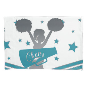 Teal & Silver Stars Cheer Cheer-leading Girls Pillowcase
