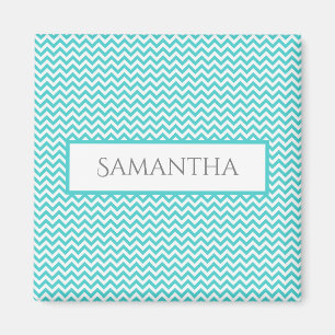 Teal Simple Chevron Personalised Magnet