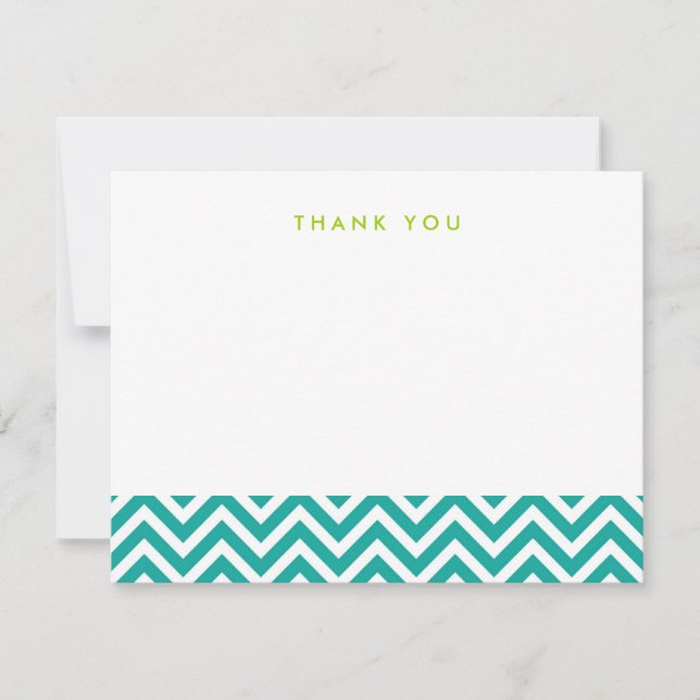 Teal Simple Chevron Thank You Note Cards (Front)