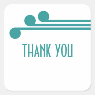 Teal Simple Deco Chic Thank You Stickers