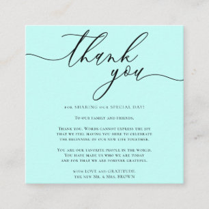 Teal Simple Elegant Custom Photo Thank You Enclosure Card