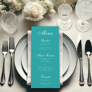 Teal Simple Elegant Script Calligraphy Blue Menu