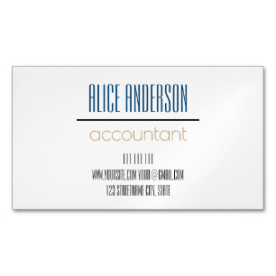 Teal simple geometric modern accountant business 	Magnetic business card