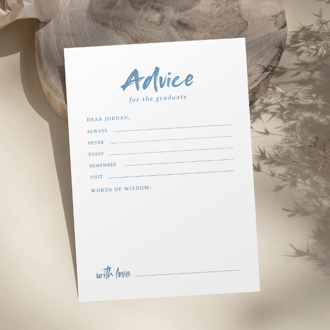 Teal Simple Modern Brush Script Graduation Advice Card (Teal Simple Modern Brush Script Graduation Advice Card)