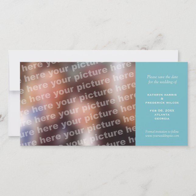 Teal simple wedding save the date announcement (Front)