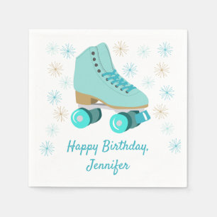Teal Skate Graphic Roller Skating Themed Custom Napkin