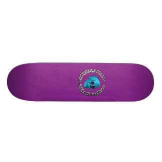 Teal Skull by Keren Richter Skateboard