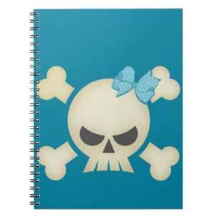 Teal Skull N Bow Notebook