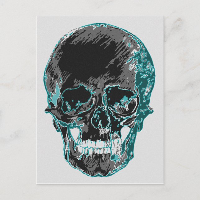 Teal Skull Postcard (Front)