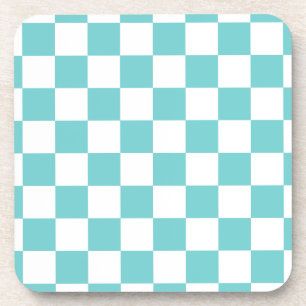 Teal Sky Chequerboard Coaster